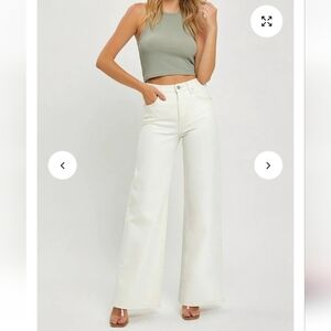 Women's Cream Wide-Leg Jeans